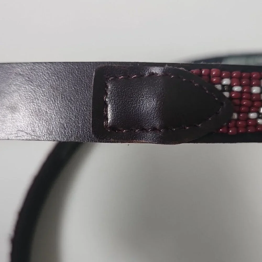 NEVADA | beaded leather belt brown red sz M